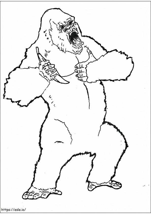 Coloriage King Kong en colère tenant une banane à imprimer dessin