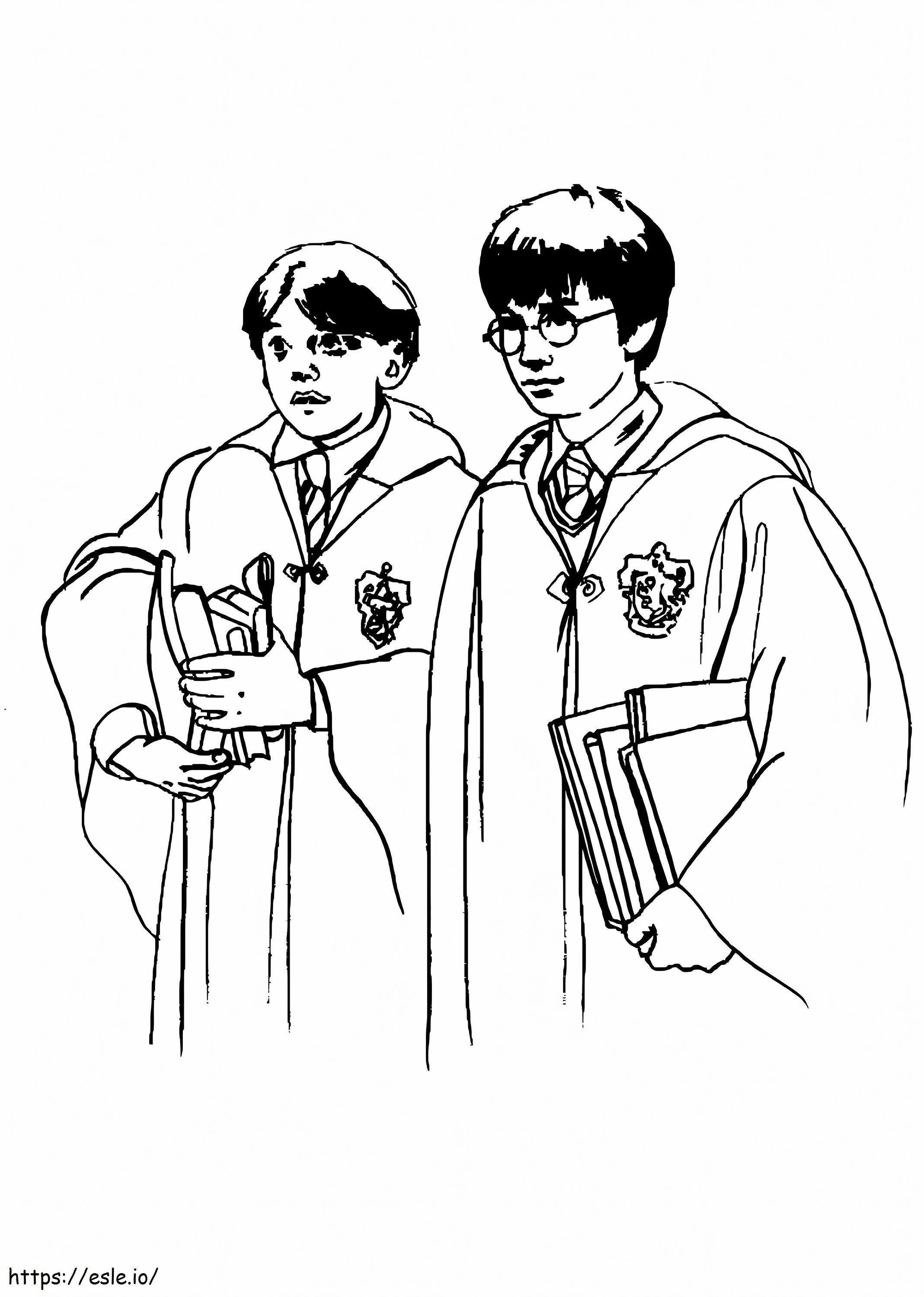 Harry en Ron kleurplaat kleurplaat