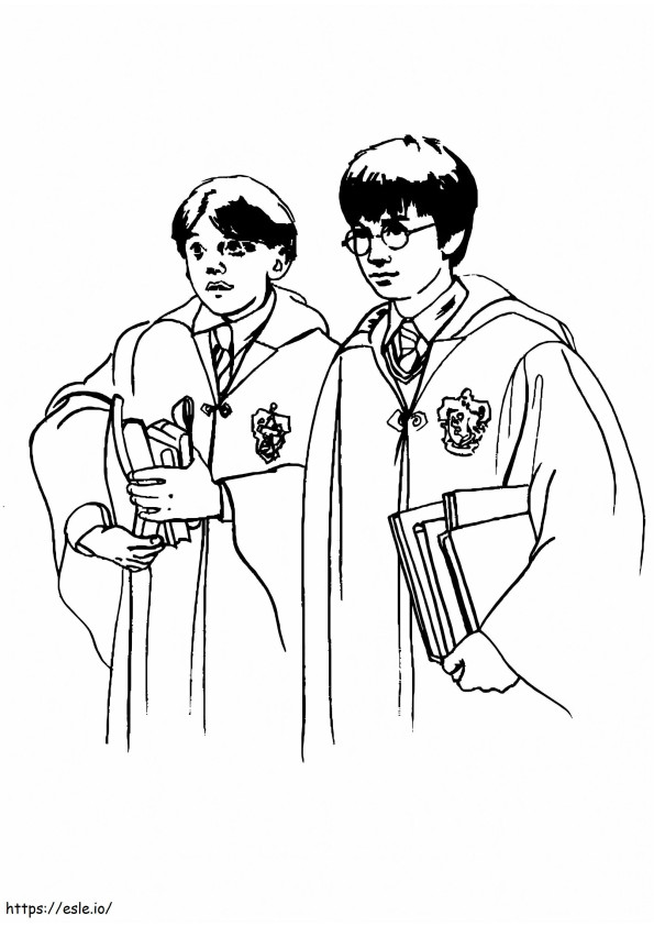 Harry e Rony para colorir