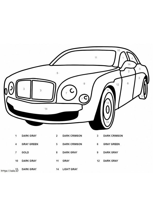 Bentley-autokleur op nummer kleurplaat