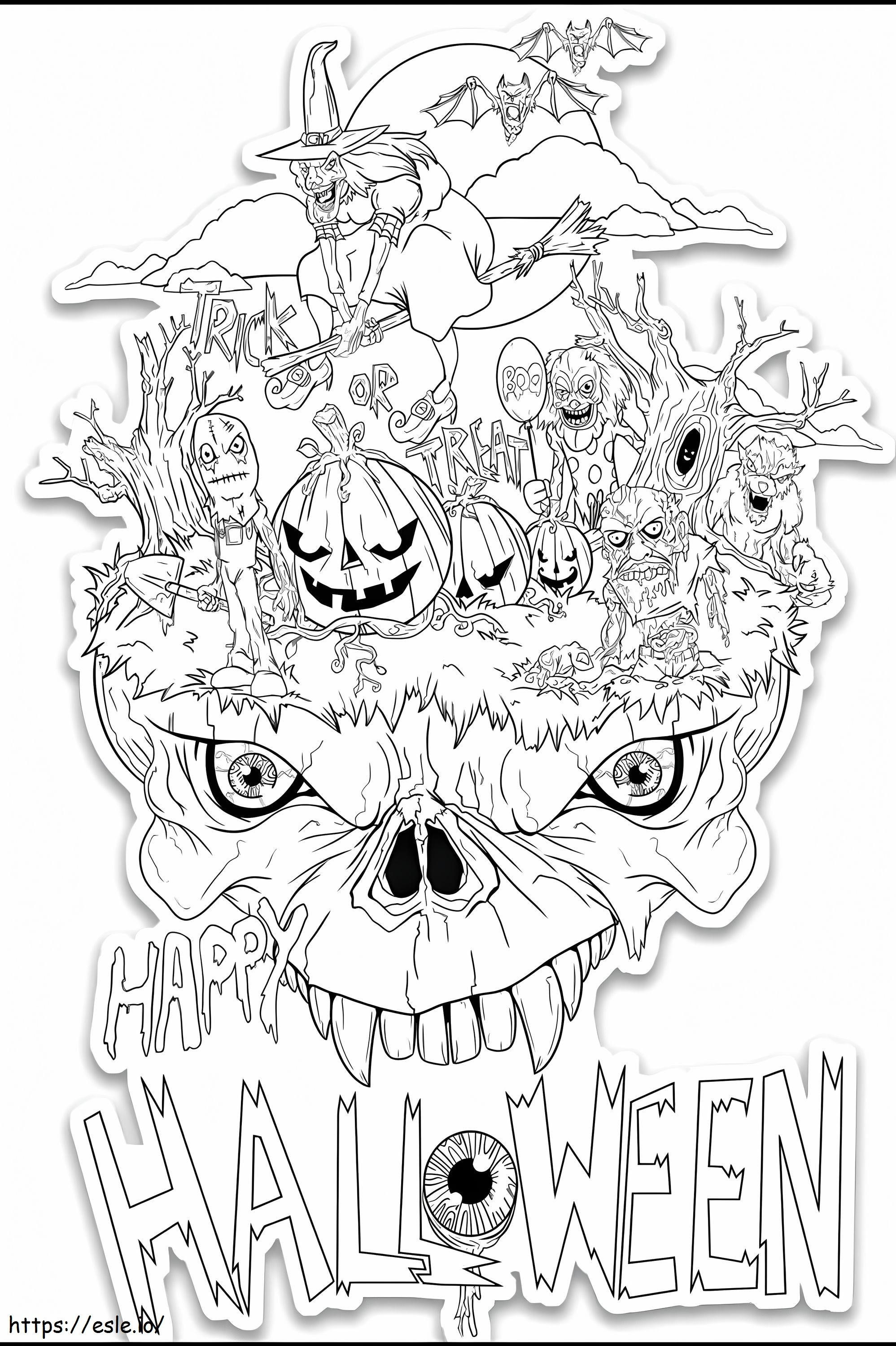 Coloriage Halloween effrayant à imprimer dessin