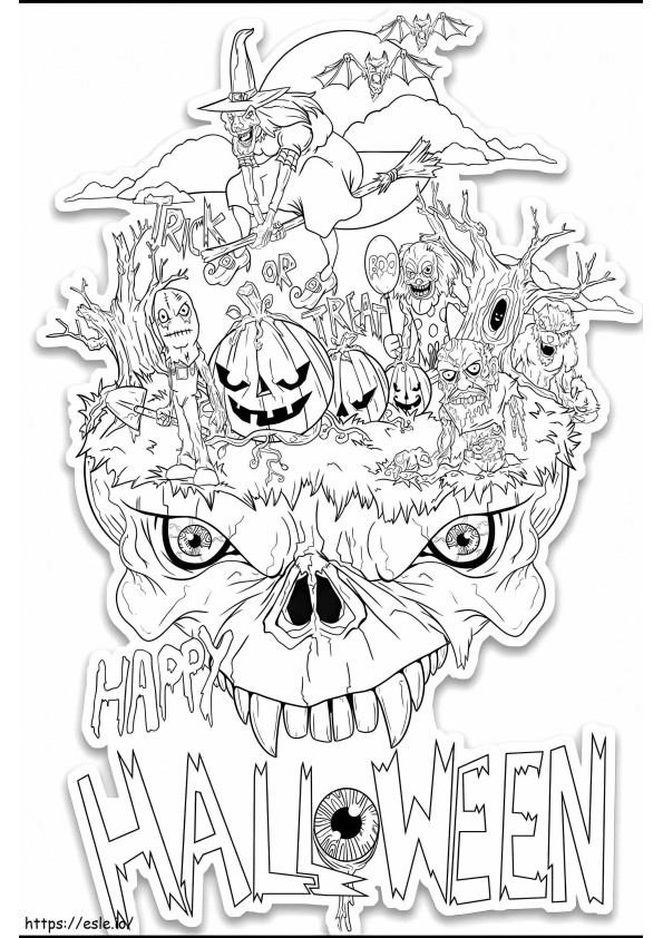 Spooky Halloween coloring page