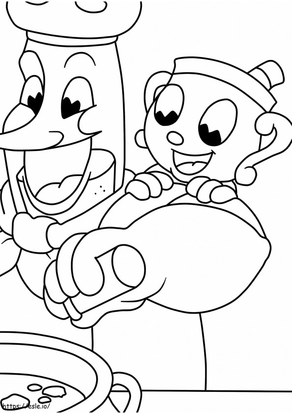 Cuphead And Chef Saltbaker coloring page