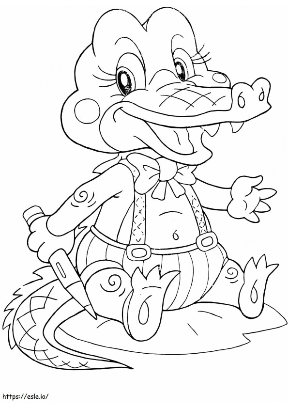 Cartoon Baby Crocodile coloring page