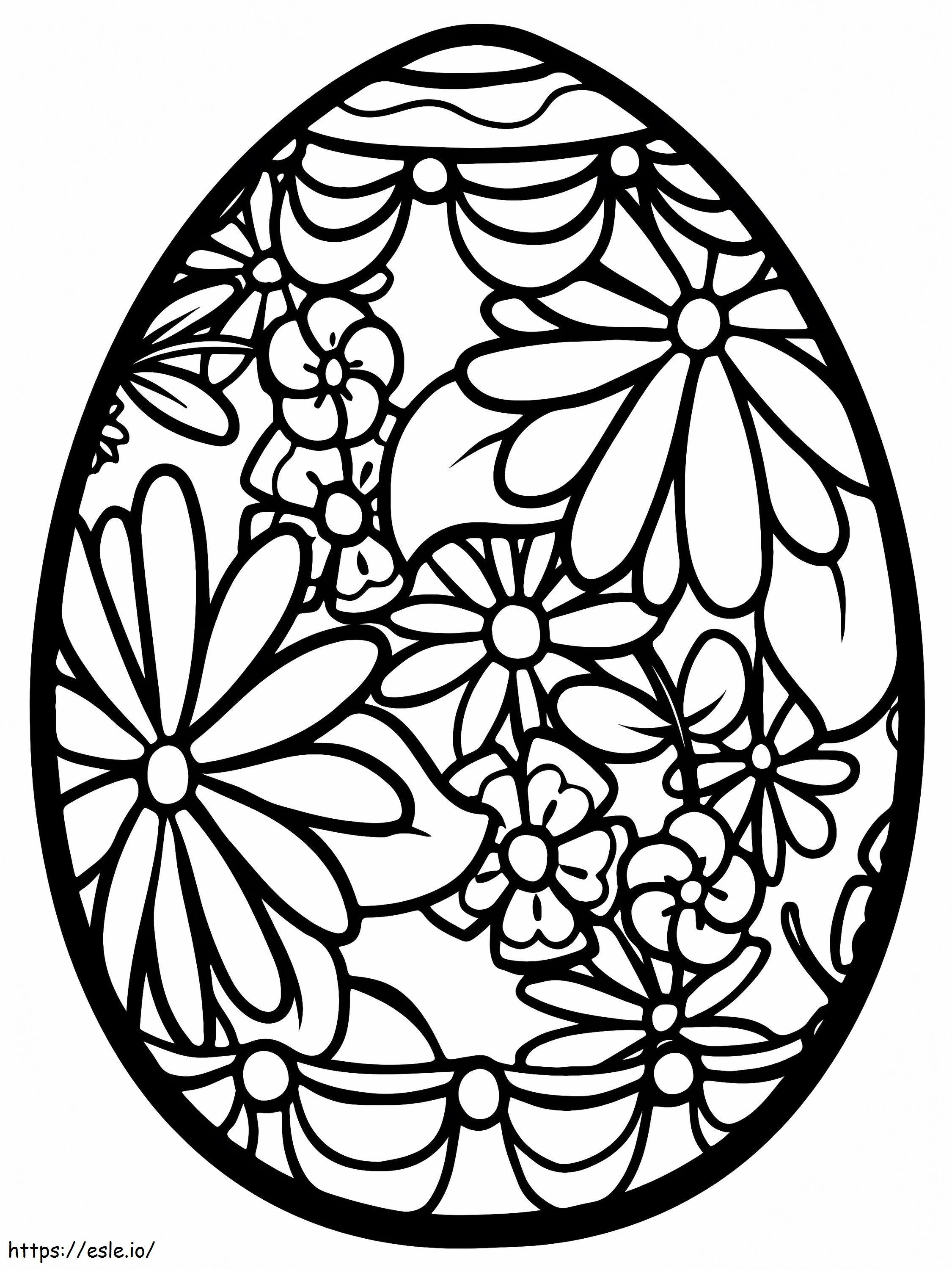 Model de ouă de Paște cu flori de colorat