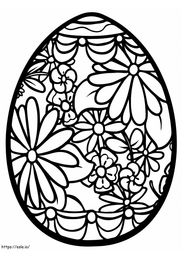 Model de ouă de Paște cu flori de colorat