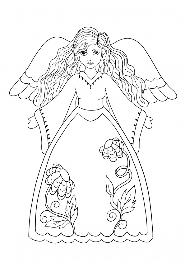 Fairy with wings coloring page for free printing