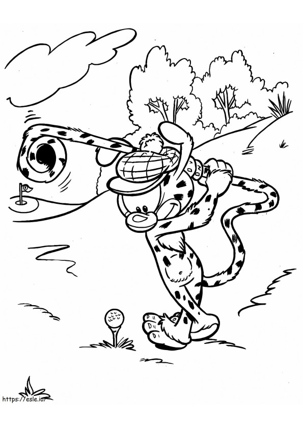 Coloriage Marsupilami jouant au golf à imprimer dessin