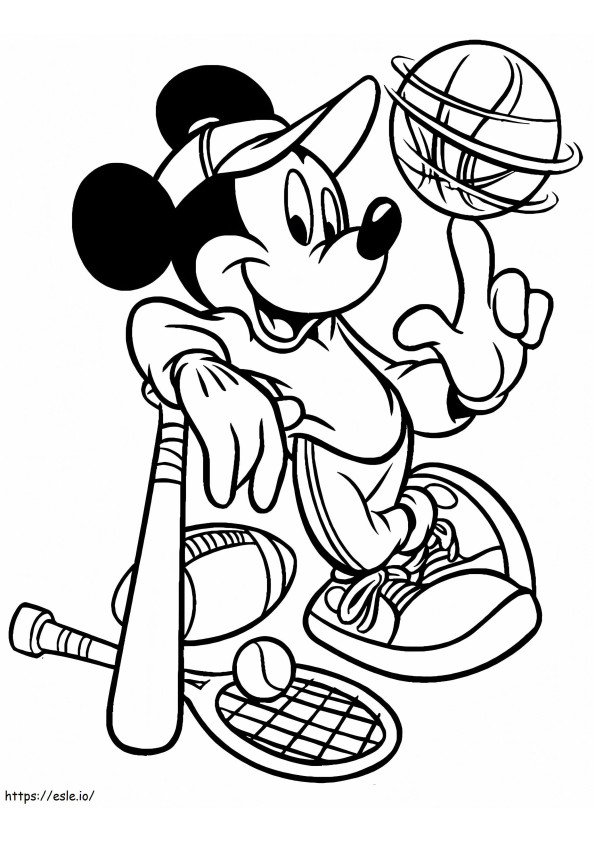 Coloriage Mickey et le sport à imprimer dessin