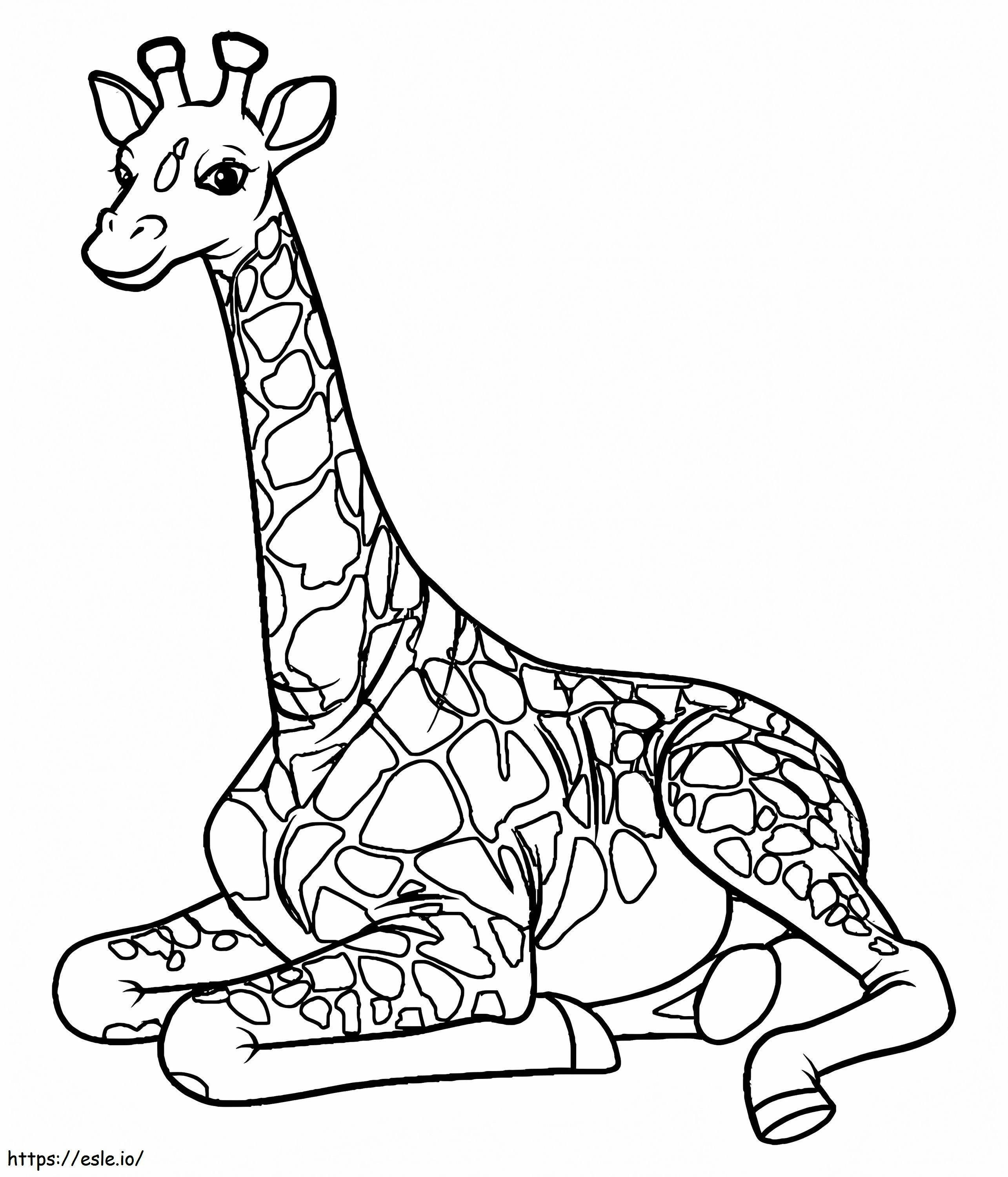 Coloriage Girafe assise à imprimer dessin