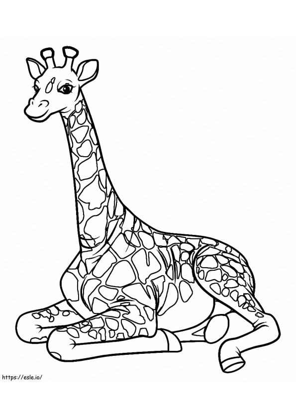 Girafă așezată de colorat