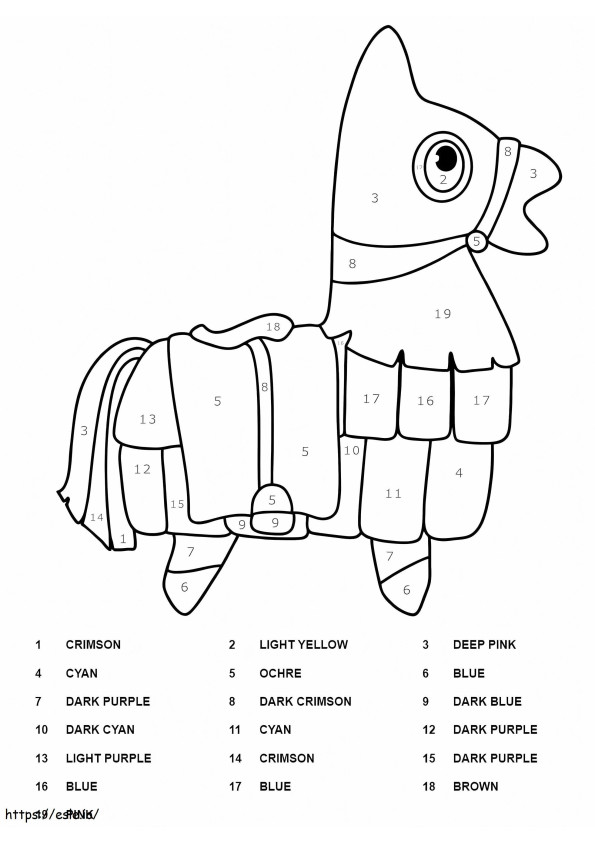 Llama Fortnite Color By Number coloring page