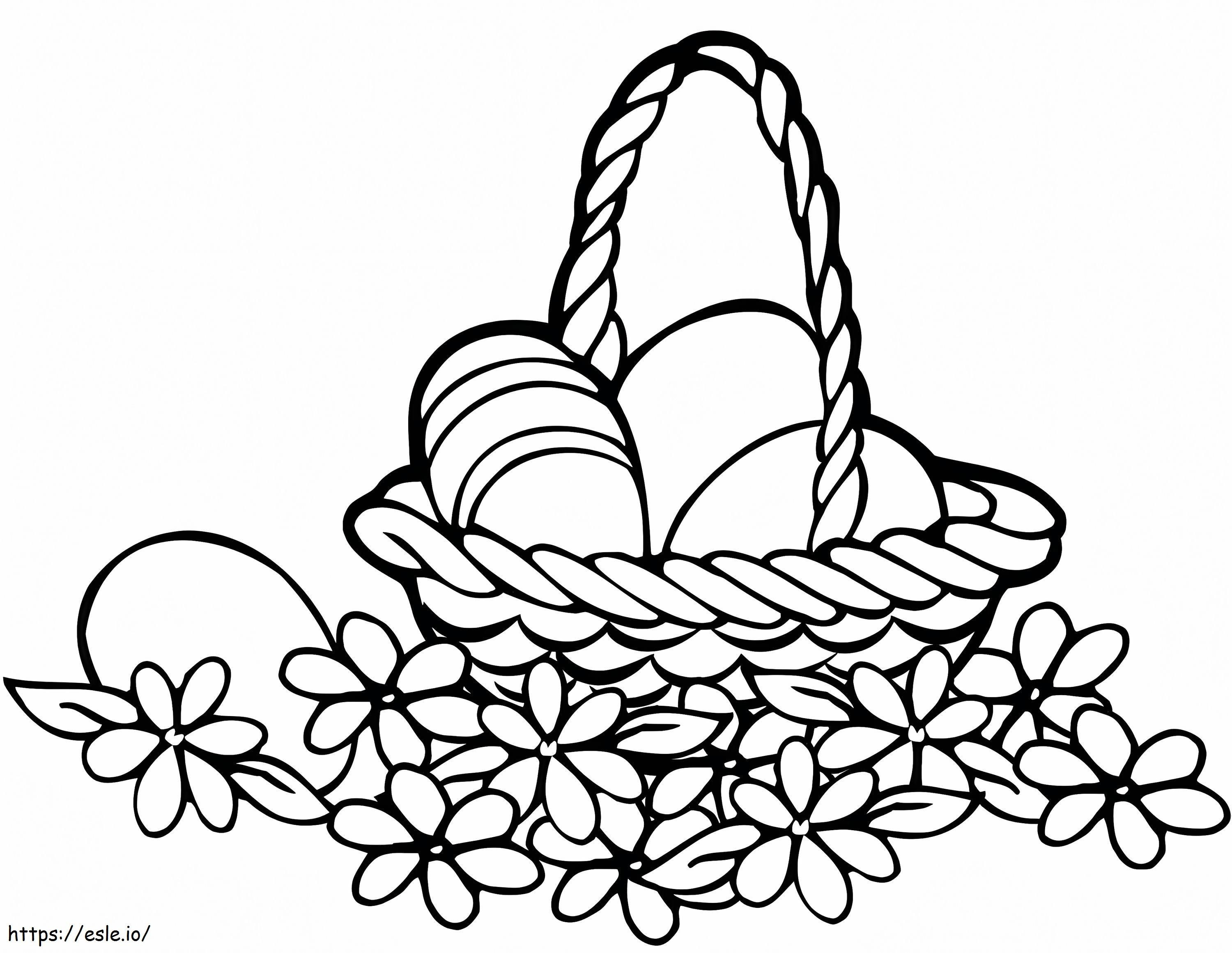 Easter Basket With Flowers coloring page