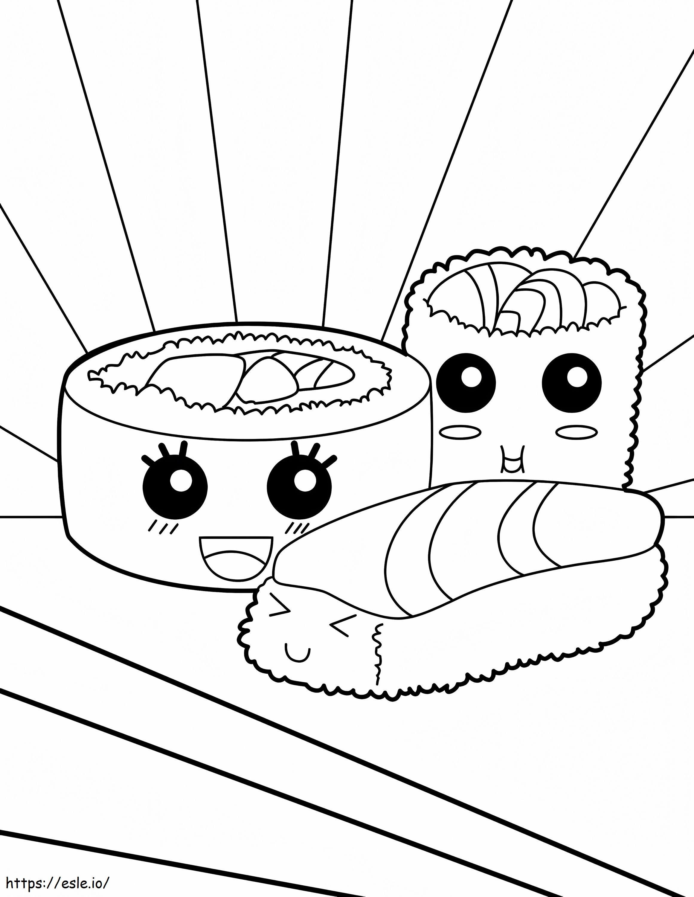 Sushi zo schattig kleurplaat kleurplaat