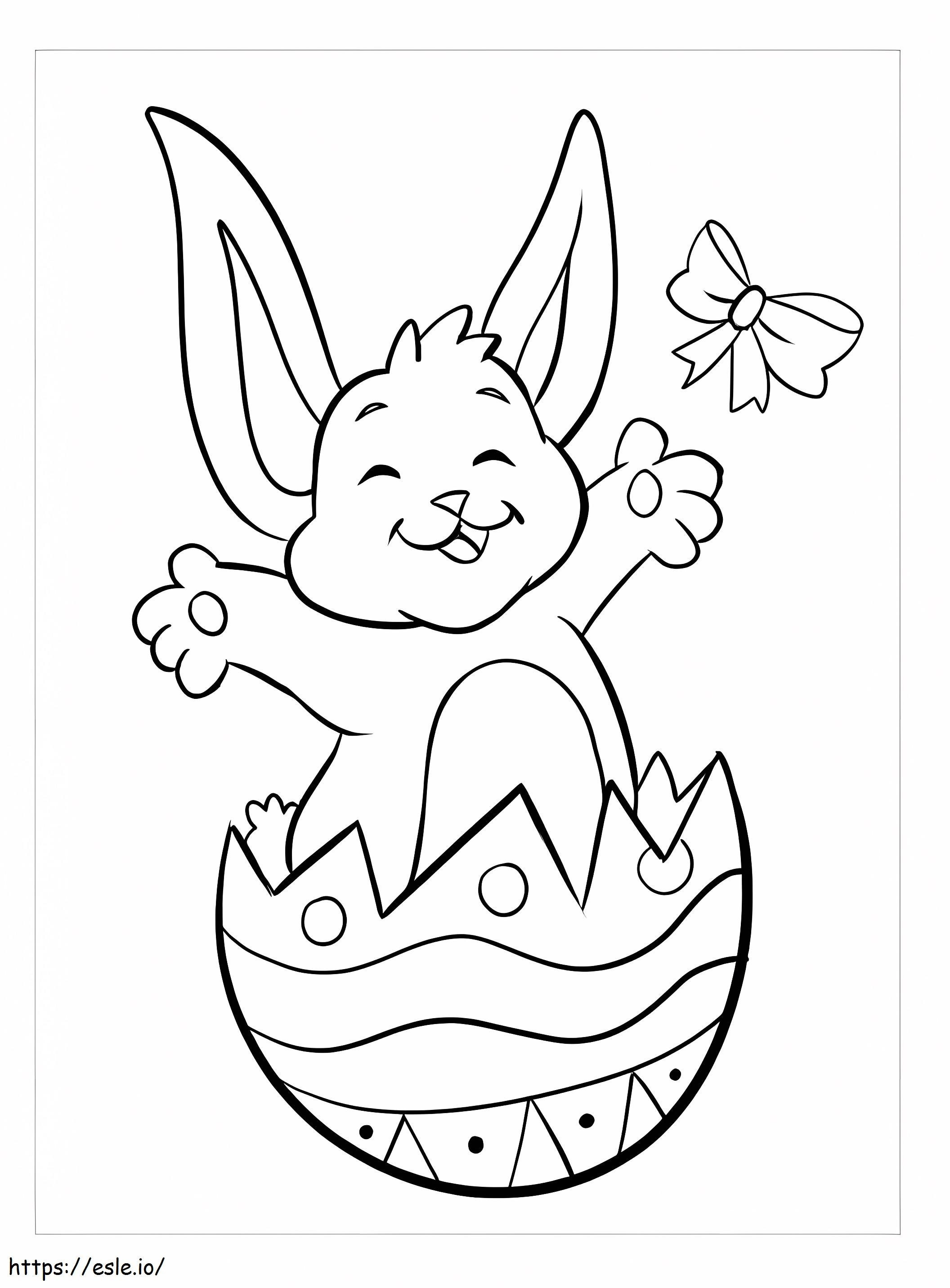Happy Easter Bunny And Ribbon coloring page