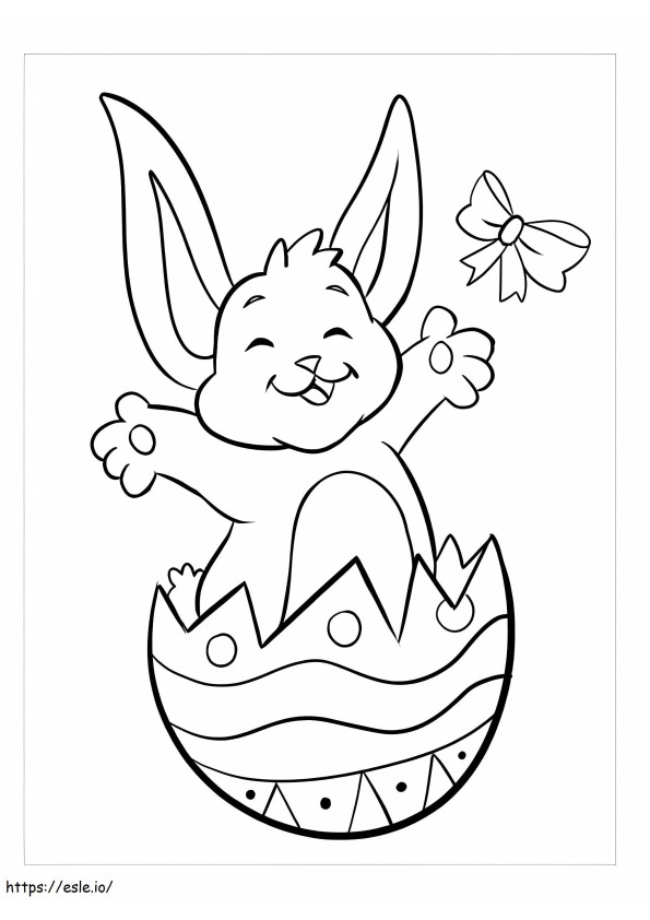 Happy Easter Bunny And Ribbon coloring page