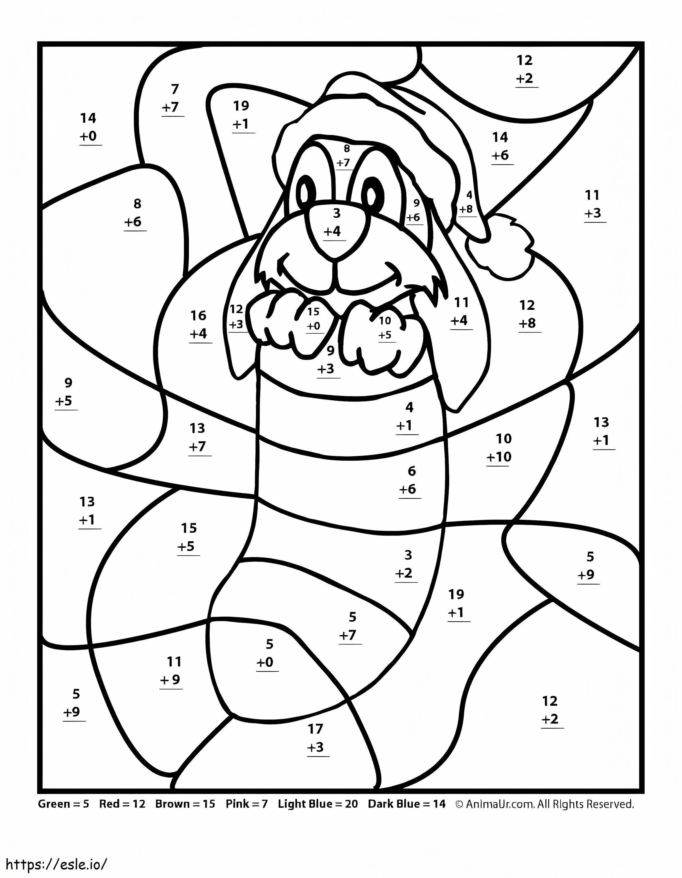 Coloriage Feuille de travail mathématique pour les chiots de Noël à imprimer dessin