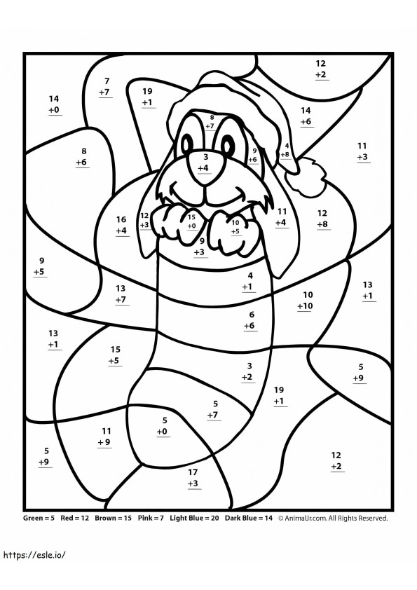 Coloriage Feuille de travail mathématique pour les chiots de Noël à imprimer dessin