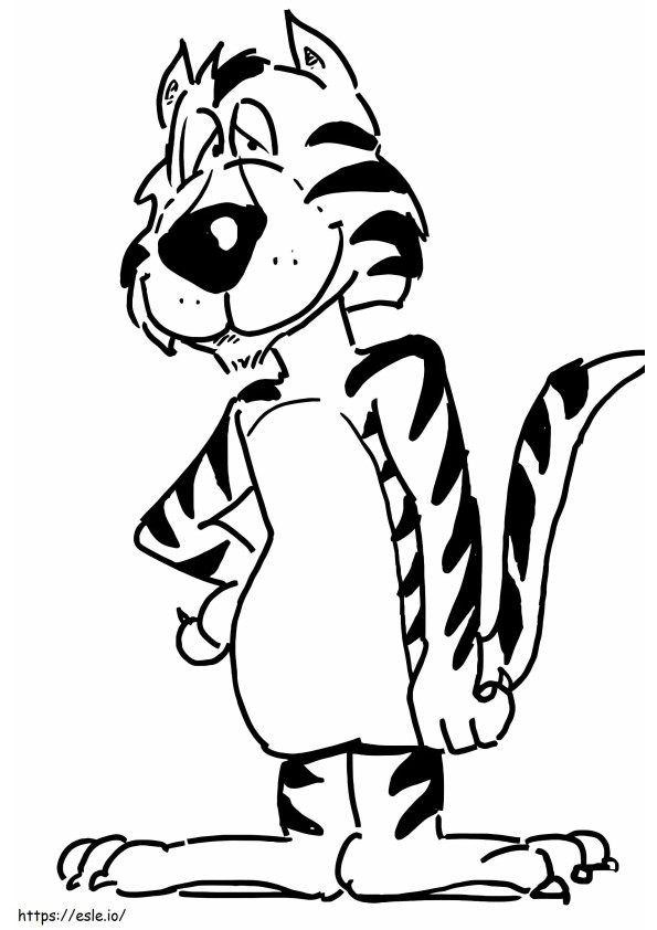 Coloriage Tigre drôle debout à imprimer dessin