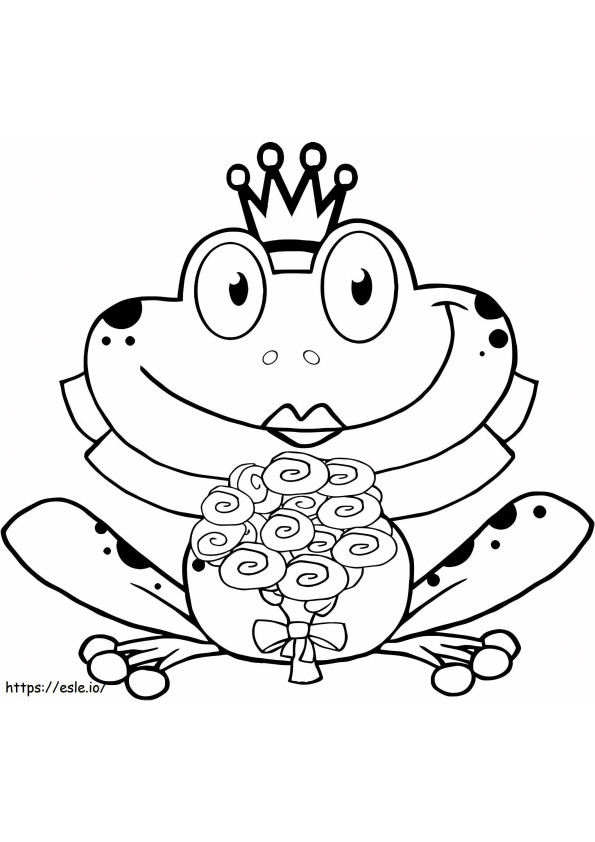 Coloriage Reine grenouille avec rose à imprimer dessin