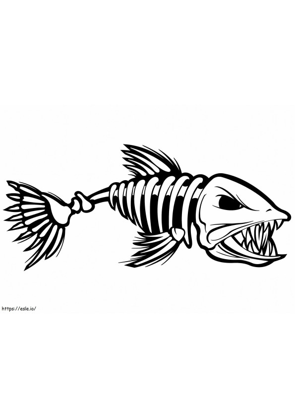 Vis skelet kleurplaat