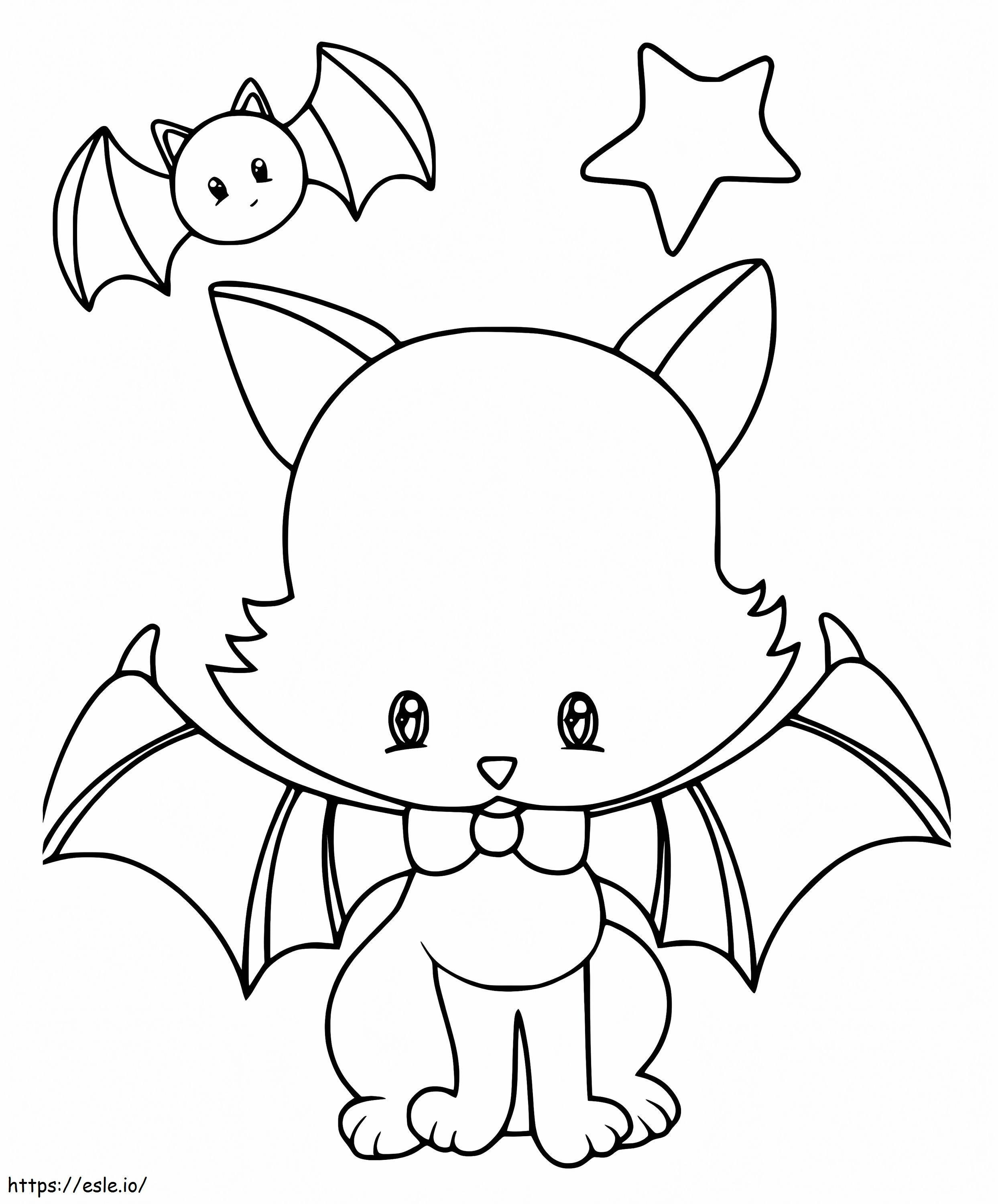 Gatto pipistrello di Halloween da colorare