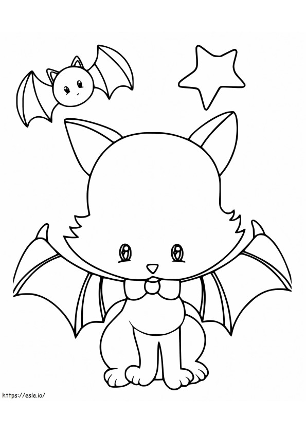 Coloriage Chat chauve-souris d'Halloween à imprimer dessin