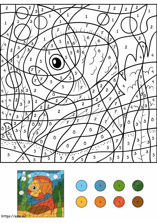 Cor do peixinho dourado por número para colorir
