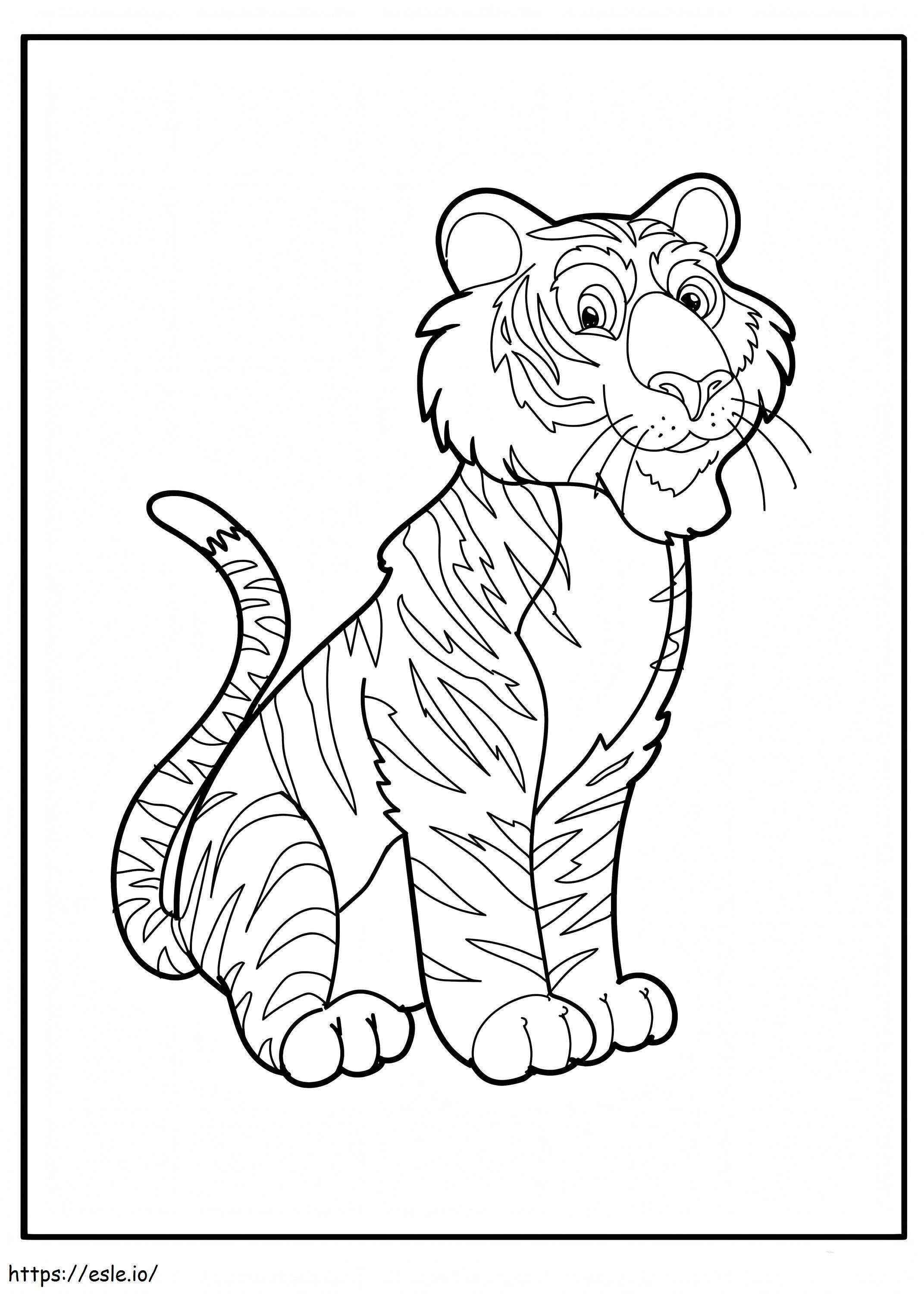 Smiling Tiger Sitting coloring page