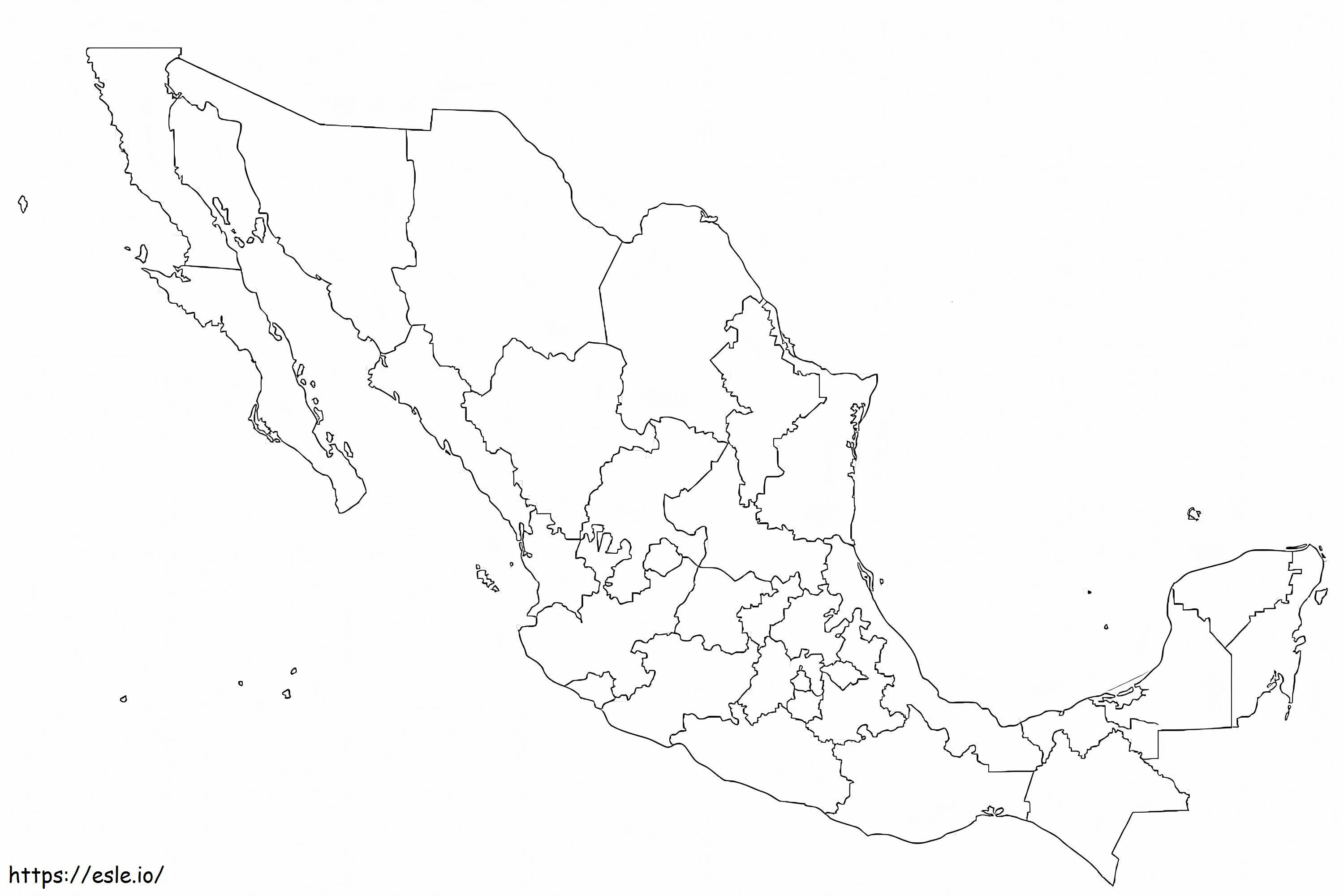 Kaart van Mexico Gratis HD-afbeelding om in te kleuren kleurplaat kleurplaat