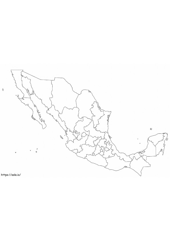Mapa Meksyku Darmowy obraz HD do kolorowania kolorowanka