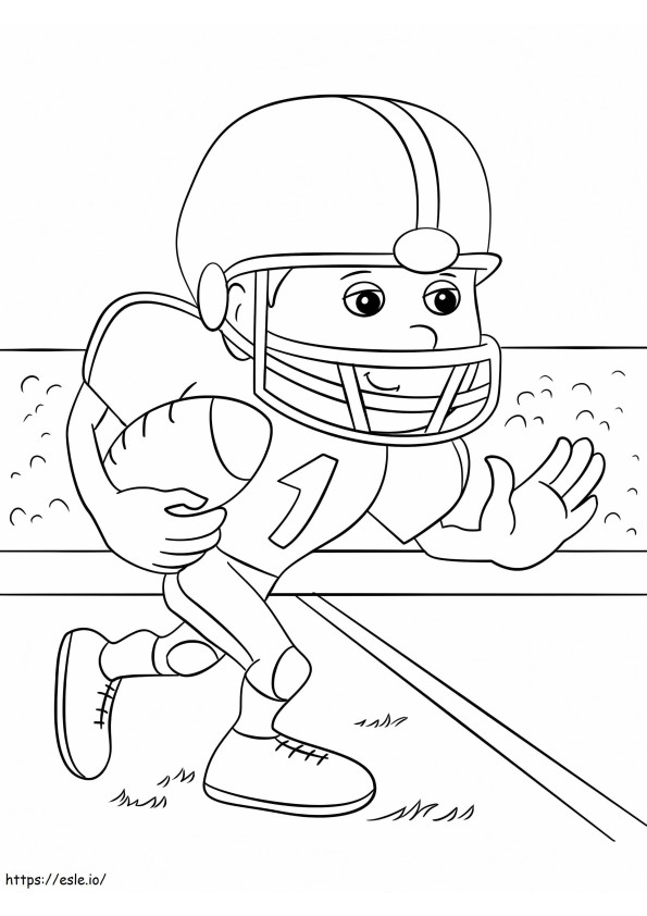 Fútbol de dibujos animados corriendo hacia atrás para colorear