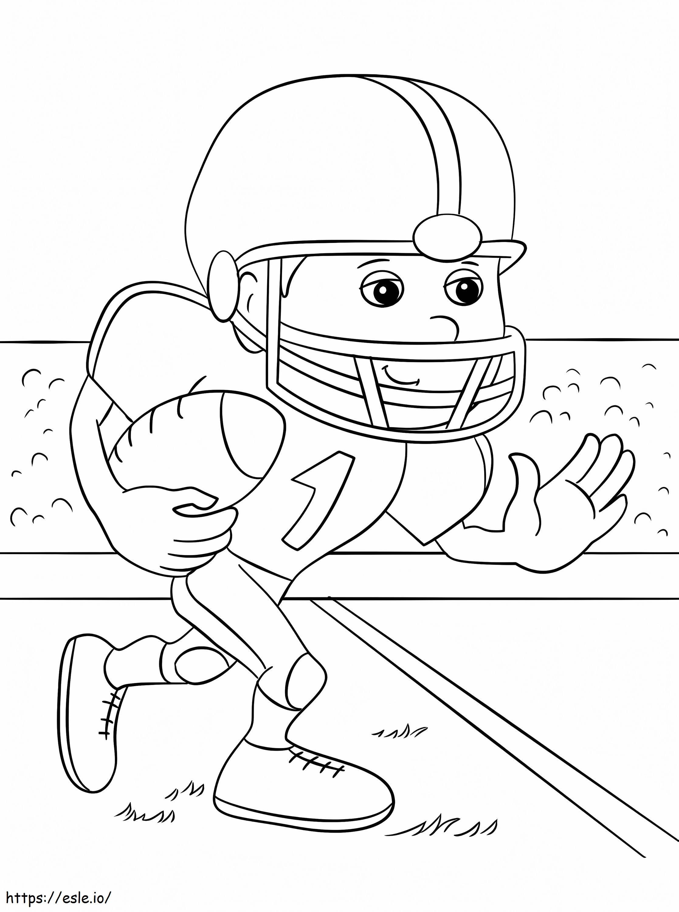 Cartoon Football Running Backwards Coloring Page