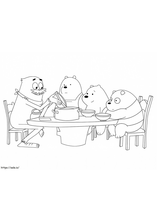 Coloriage Trois ours mangeant à imprimer dessin