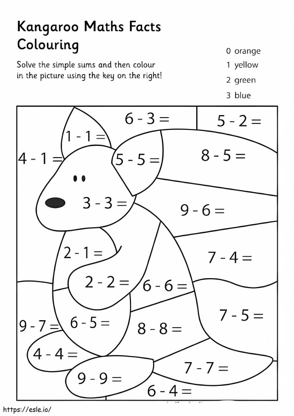 Lembar Kerja Matematika Kanguru Gambar Mewarnai