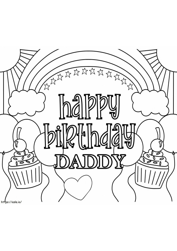 Happy Birthday Daddy -juliste värityskuva