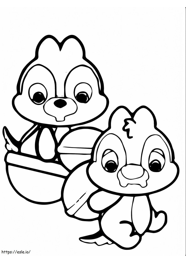 Coloriage Chip et Dale Disney Cuties à imprimer dessin