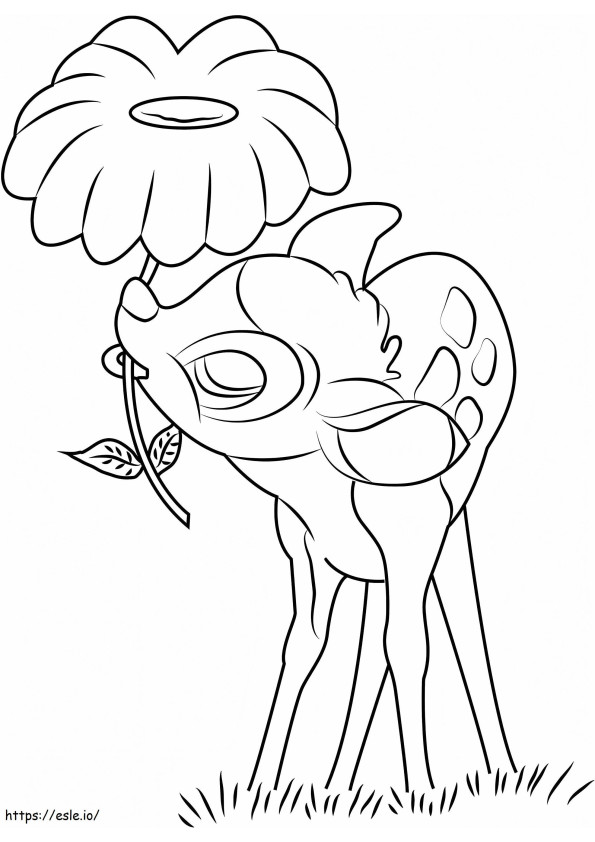 1531534474 Bambi Gnawing Flower A4 coloring page