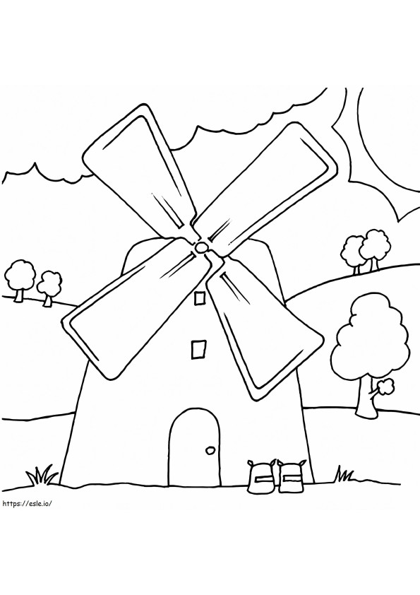 Cute Windmill coloring page