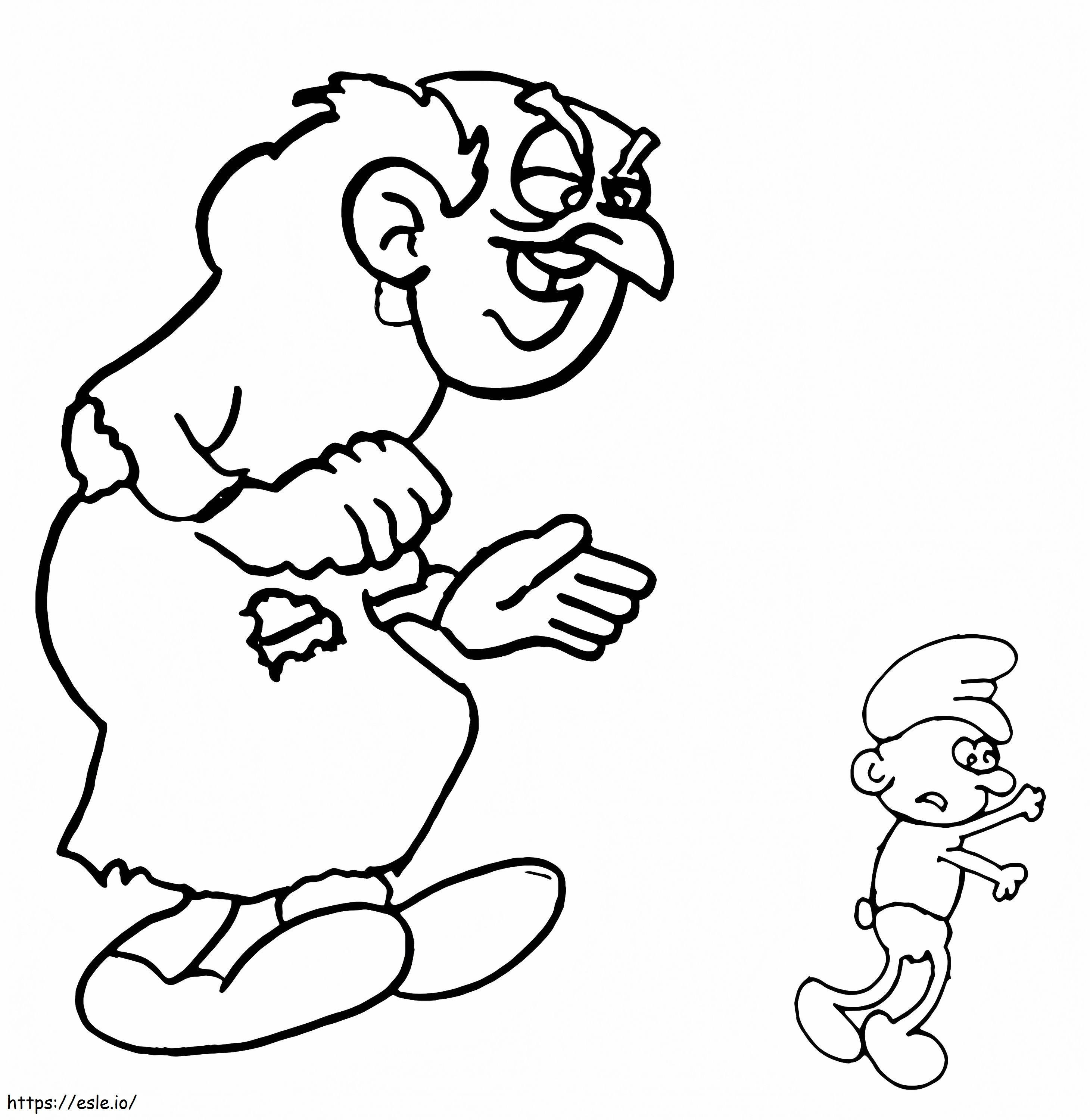 Gargamel And Smurf coloring page