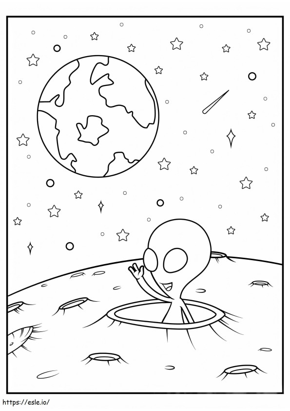 Aliens Say Hello Earth coloring page