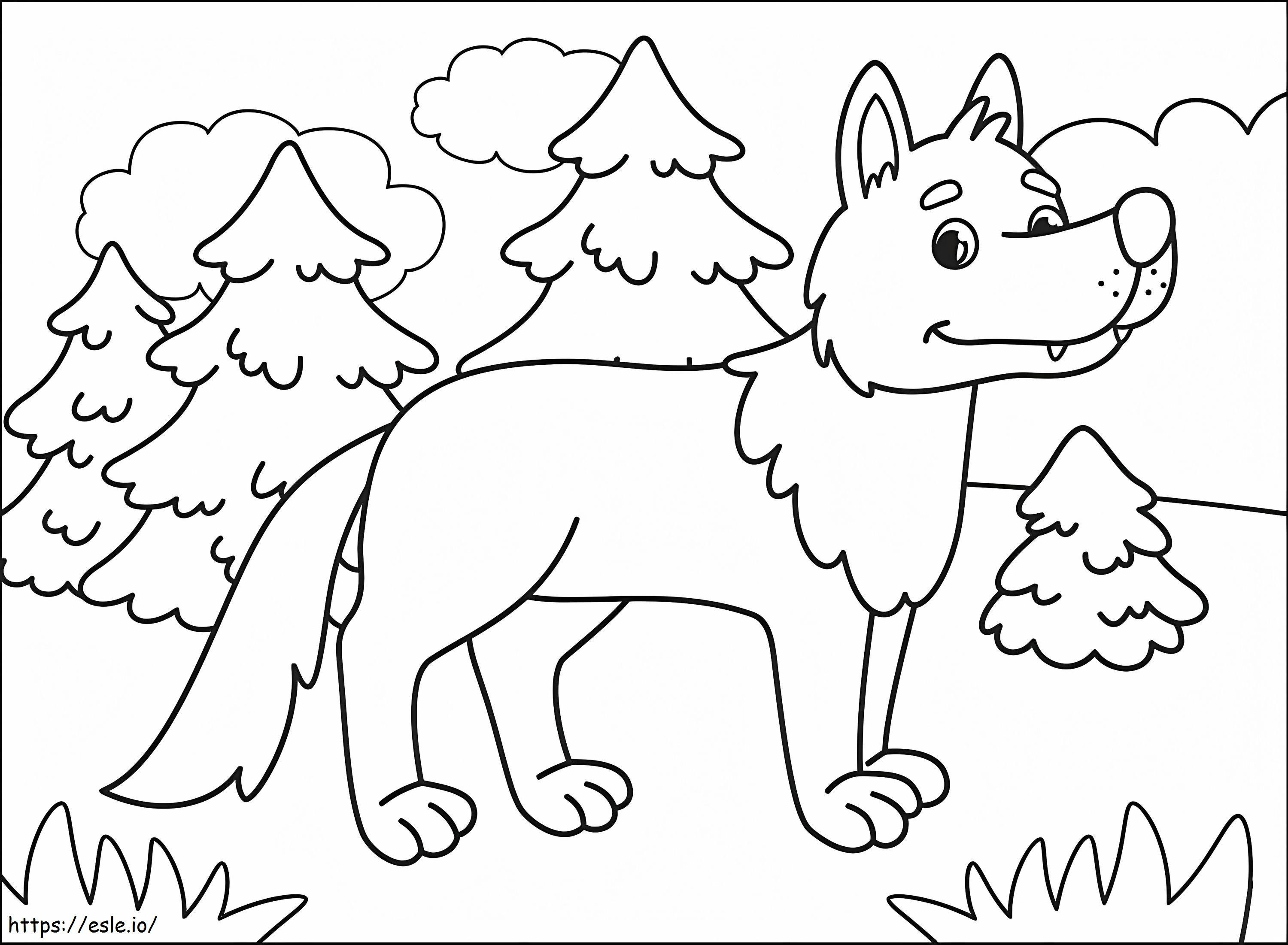 Coloriage Joyeux loup à imprimer dessin