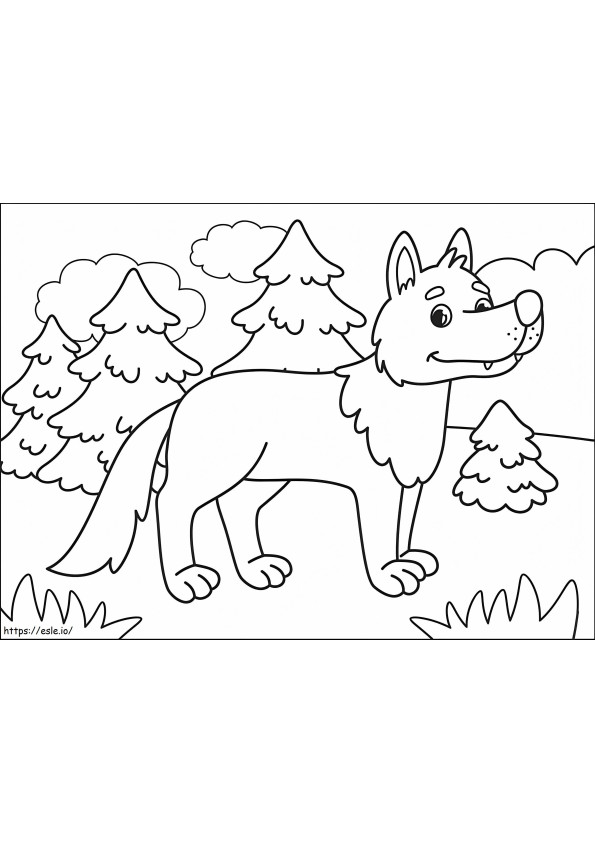 Coloriage Joyeux loup à imprimer dessin