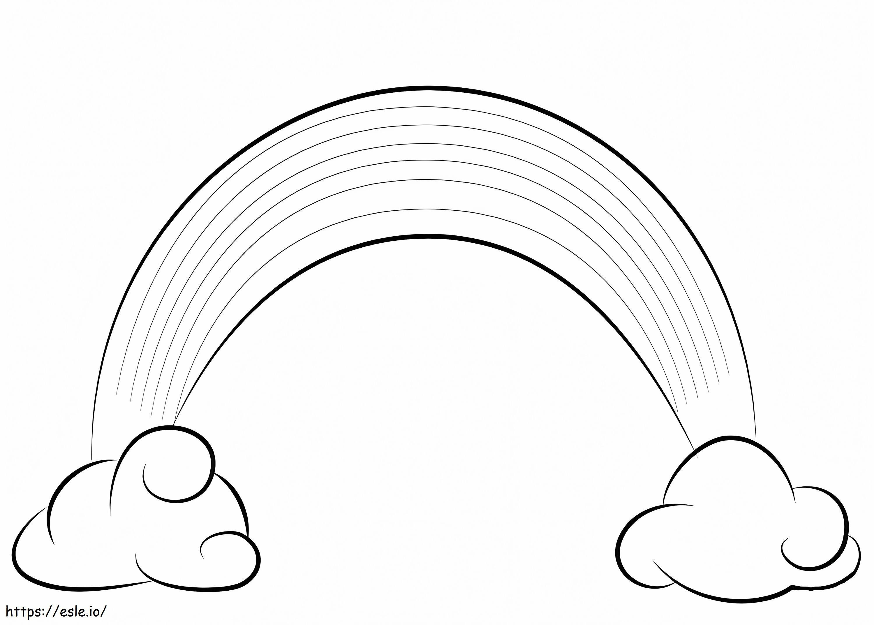 Easy Rainbow And Clouds coloring page