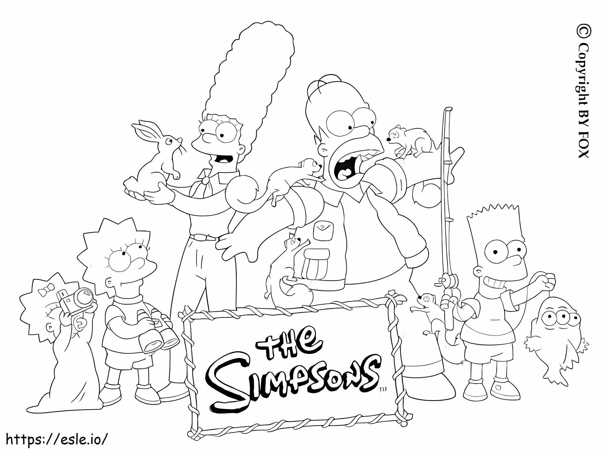 Coloriage La famille Simpsons au zoo à imprimer dessin