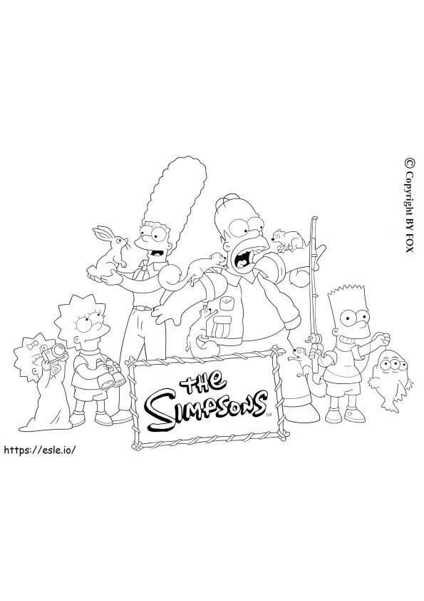 A família Simpsons ao zoológico para colorir
