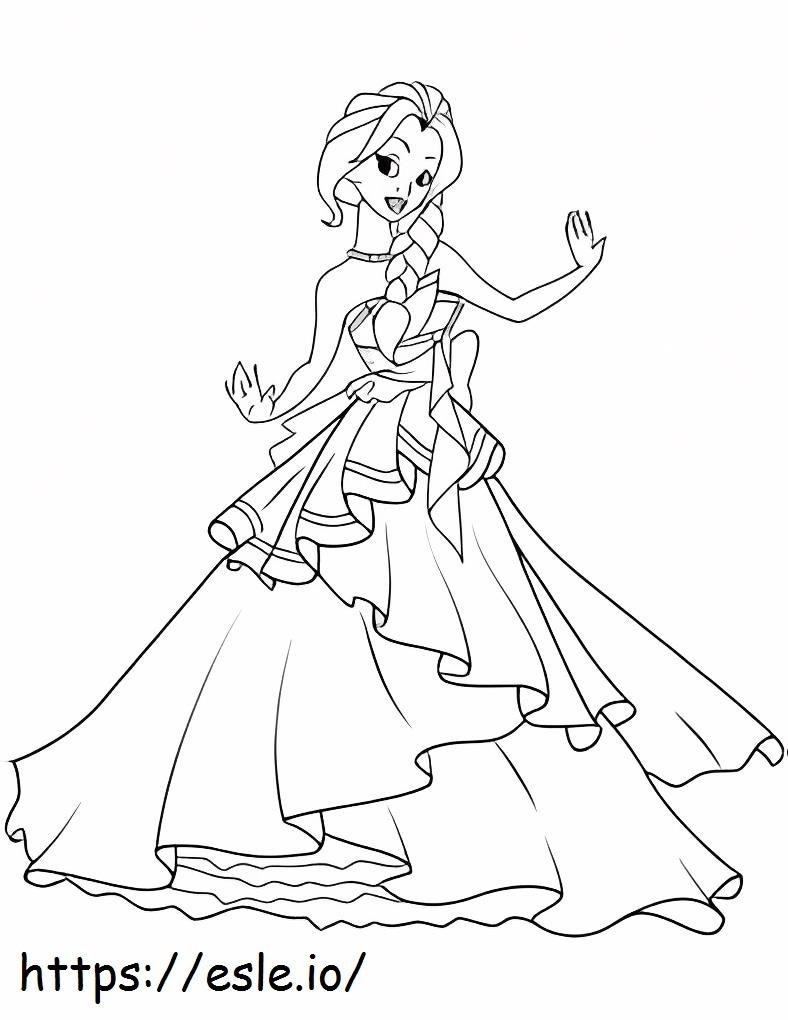 Coloriage Princesse dansante à imprimer dessin
