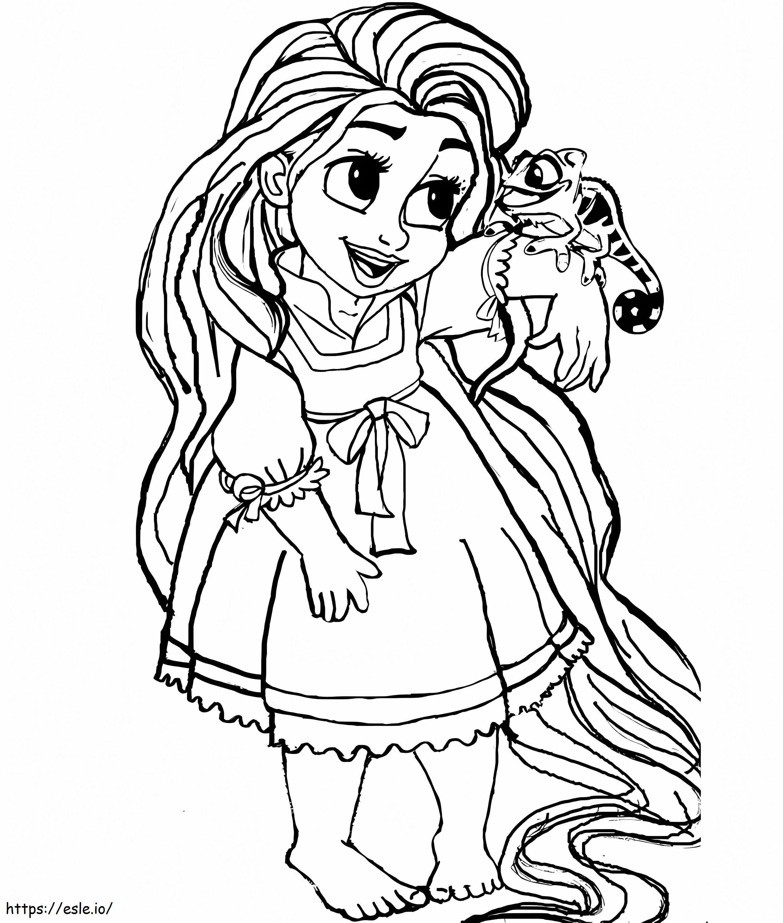 Baby Rapunzel con Geco da colorare