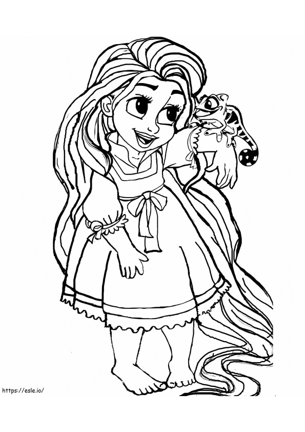 Baby Rapunzel With Gecko coloring page
