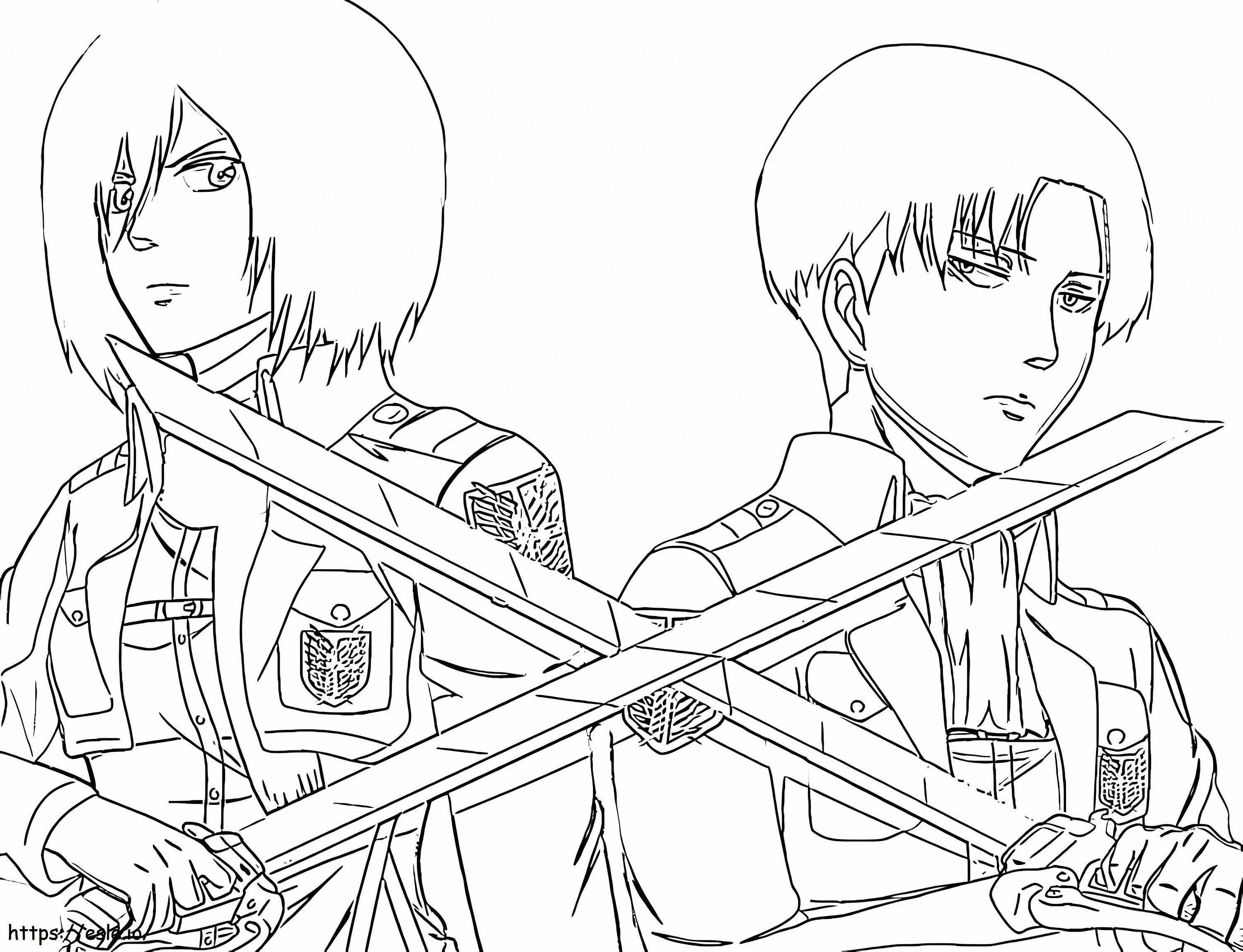Levi And Mikasa coloring page